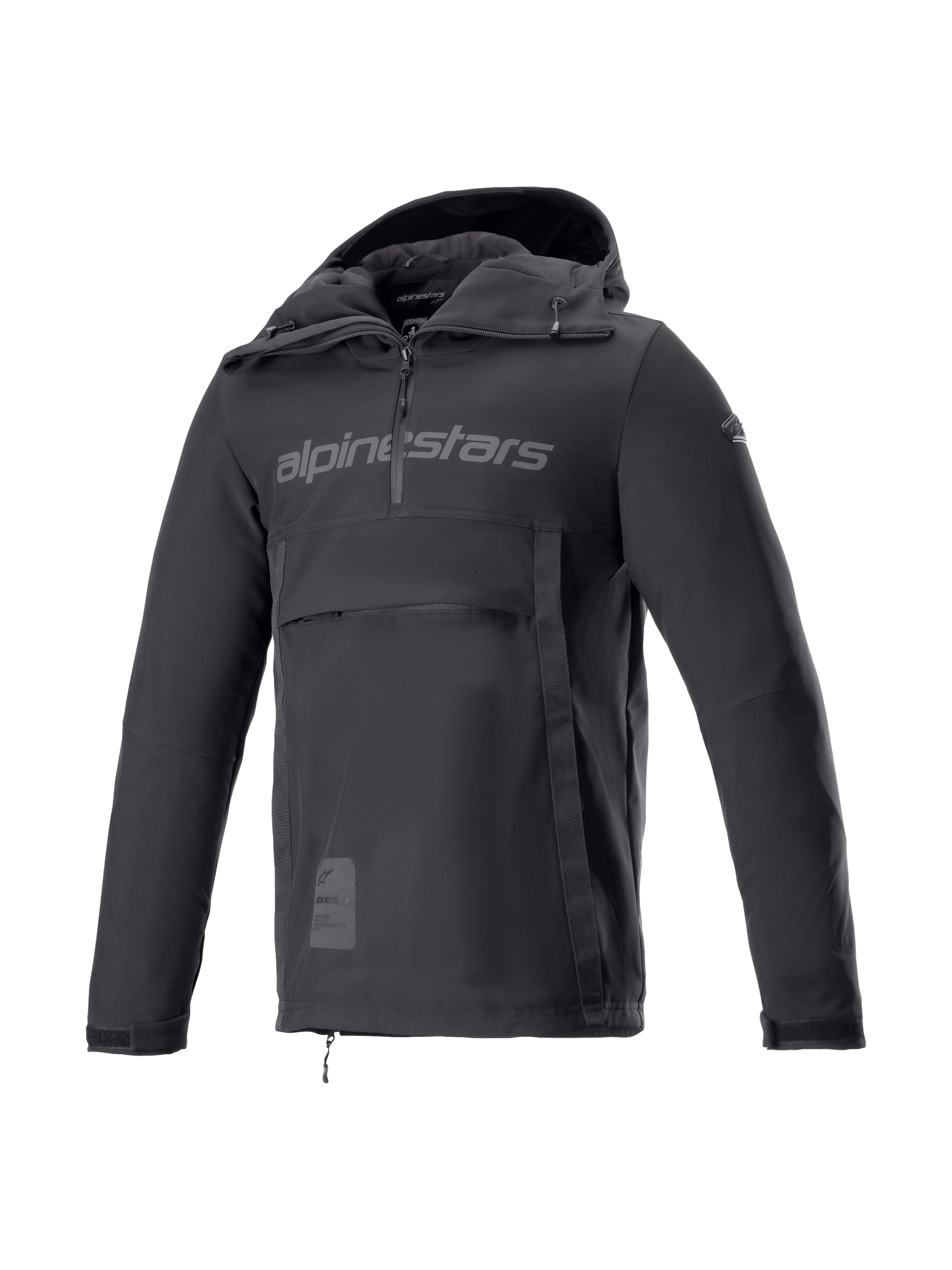 Alpinestars giacca con cappuccio Sherpa, giacca da moto urban anorak per uomo, nera, softshell antivento, Tech-Air Ready con protezioni Nucleon Flex Plus.