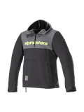 Alpinestars Felpa con Cappuccio Sherpa, giacca moto urban uomo, grigia e nera con logo giallo fluo, softshell antivento