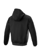 Alpinestars Felpa con cappuccio Ageless, giacca da moto urbana da uomo, tessuto nero con protezioni interne, vista posteriore.