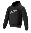 Alpinestars Ageless Hoodie, felpa da moto per guida urbana, nera con logo a stella bianco, modello pullover con tasca a marsupio, polsini e orlo a coste, design casual ispirato al motorsport