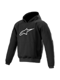 Alpinestars Felpa con cappuccio Ageless, giacca da moto urbana da uomo, nera, in tessuto con protezioni Nucleon e logo bianco sul petto, certificata CE