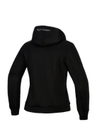 Alpinestars Stella Chrome Superairflow Hoodie, felpa da moto da donna, nera, vista posteriore con costruzione in mesh 3D, design con cappuccio e dettaglio del logo color rame sulla spalla