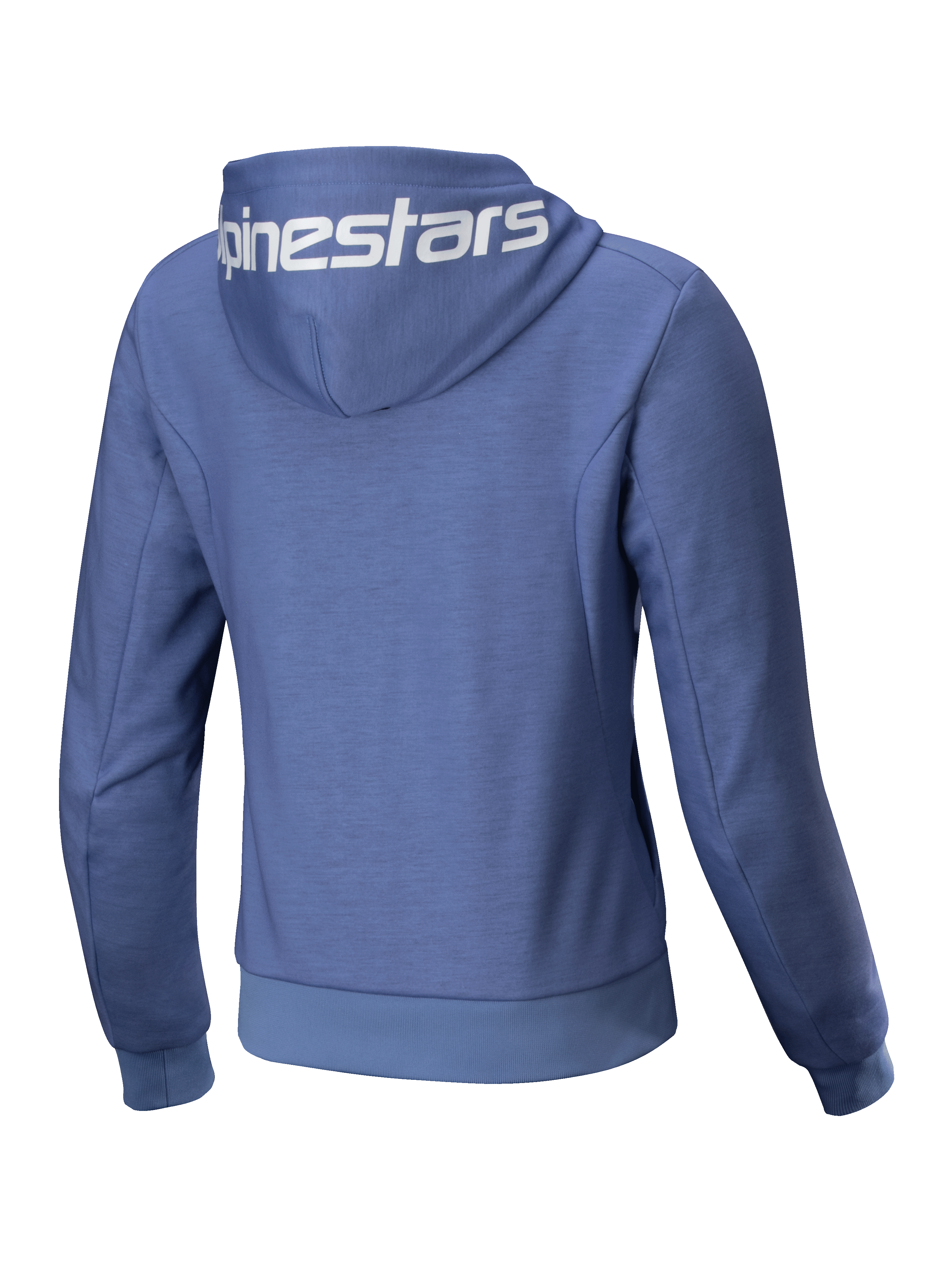 Alpinestars Stella Chrome V2 Sport Hoodie, felpa da moto da donna blu, in pile tecnico con logo bianco sul cappuccio.