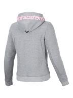 Alpinestars felpa con cappuccio Stella Chrome V2 Sport, urban moto da donna, grigio melange e rosa fluo, vista posteriore