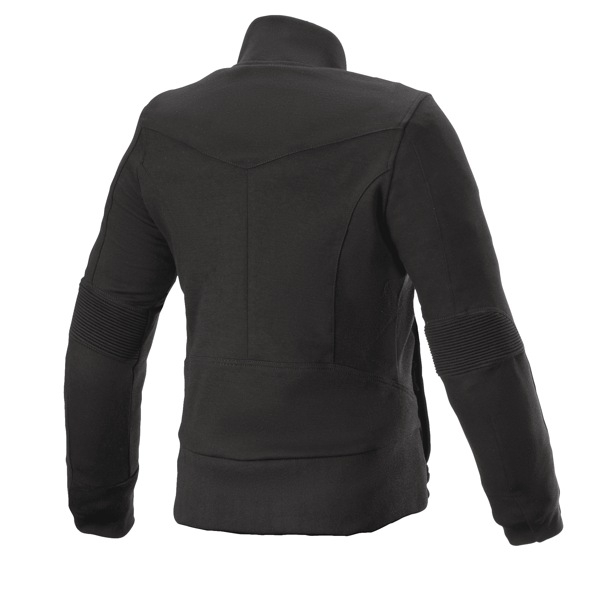 Alpinestars Women's Banshee Fleece, giacca da moto da donna, nero, vista posteriore, costruzione in pile casual con pannelli a costine sui gomiti e bordo inferiore, design profilato anatomicamente