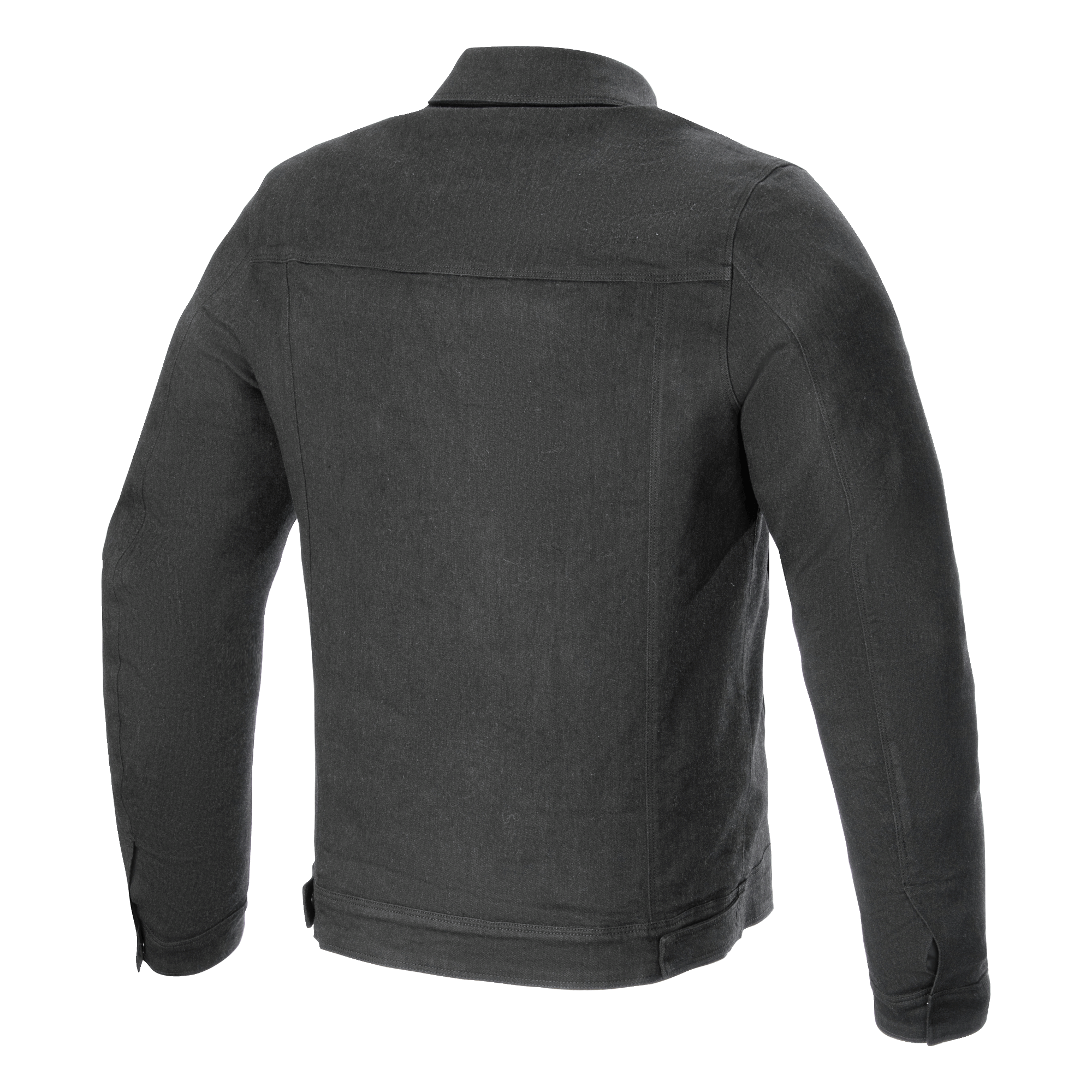 Giacca Alpinestars Garage, vista posteriore, Smoke Gray, giacca da moto in denim stile urbano, con carré posteriore orizzontale e dettagli di cucitura verticali, stile ispirato all'abbigliamento da lavoro per la guida su strada