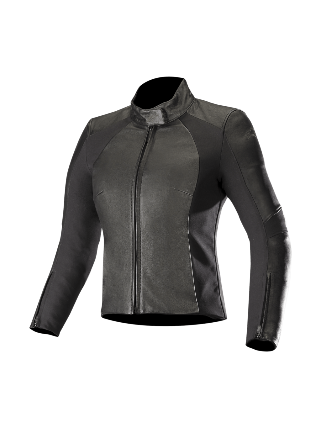 Alpinestars Giacca In Pelle Stella Vika V2, giacca da moto urban per donna, nera, in pelle pieno fiore con pannelli elastici in aramide, protezioni certificate CE, design ergonomico femminile