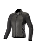 Alpinestars Giacca In Pelle Stella Vika V2, giacca da moto urban per donna, nera, in pelle pieno fiore con pannelli elastici in aramide, protezioni certificate CE, design ergonomico femminile