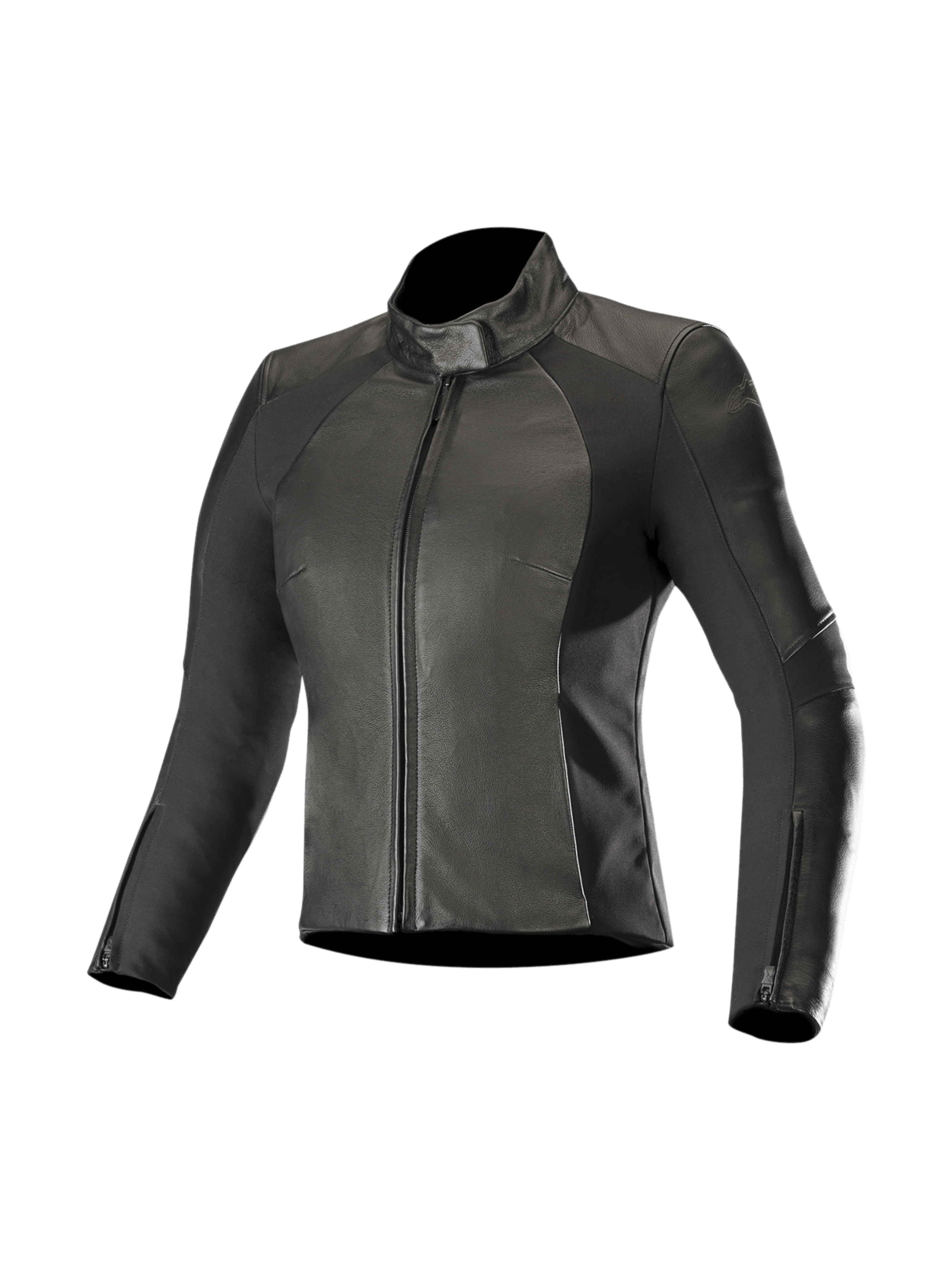 Alpinestars Giacca In Pelle Stella Vika V2, giacca da moto urban per donna, nera, in pelle pieno fiore con pannelli elastici in aramide, protezioni certificate CE, design ergonomico femminile