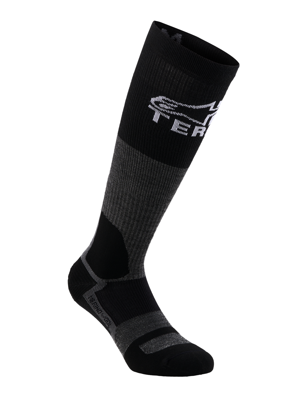 Alpinestars At 8 Merino Calzini, calzini da moto adventure in grigio e nero con misto lana merino, termoregolazione e protezione anti-vesciche