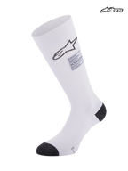 Alpinestars Calzini ZX V4, calze da auto racing ignifughe certificate FIA, bianco con dettagli neri, costruzione aramidica senza cuciture con compressione graduale
