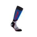 Alpinestars Youth MX Plus Socks, calze da motocross al ginocchio, nero, blu royal e grigio, con logo Alpinestars rosso verticale, vestibilità a compressione a costine con tallone e punta rinforzati, abbigliamento tecnico per giovani piloti
