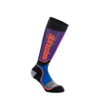 Alpinestars Youth MX Plus Socks, calze da motocross al ginocchio, nero, blu reale e viola con logo arancione, con costruzione a coste e tallone e punta rinforzati per la guida fuoristrada