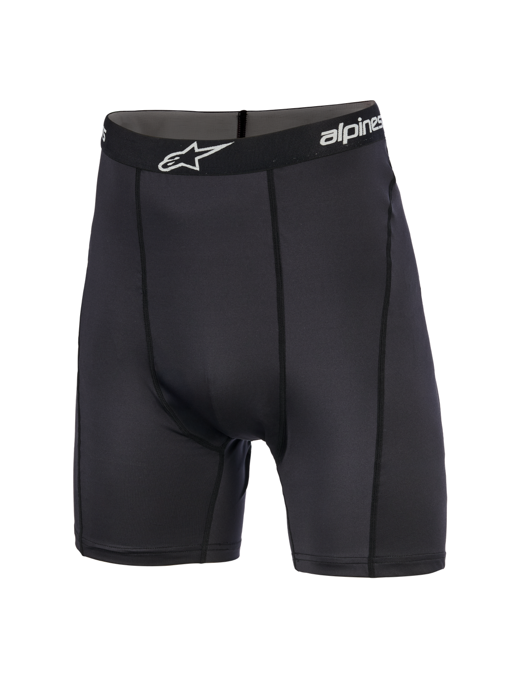 Alpinestars MX Boxer, pantaloncini base layer da motocross, neri, lunghezza a metà coscia, fascia elastica in vita con logo a stella bianco, vestibilità atletica con cuciture verticali
