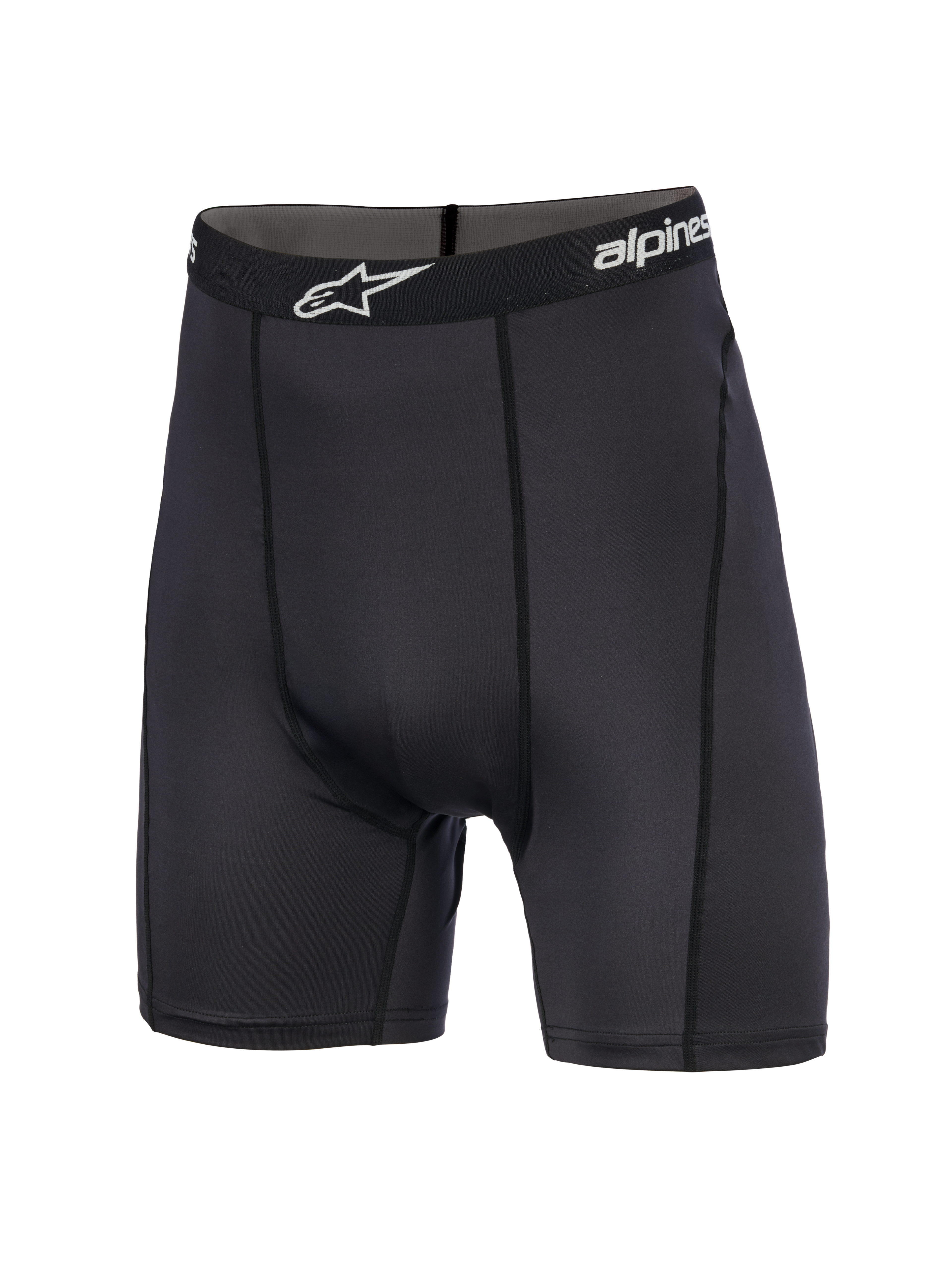 Alpinestars MX Boxer, pantaloncini base layer da motocross, neri, lunghezza a metà coscia, fascia elastica in vita con logo a stella bianco, vestibilità atletica con cuciture verticali