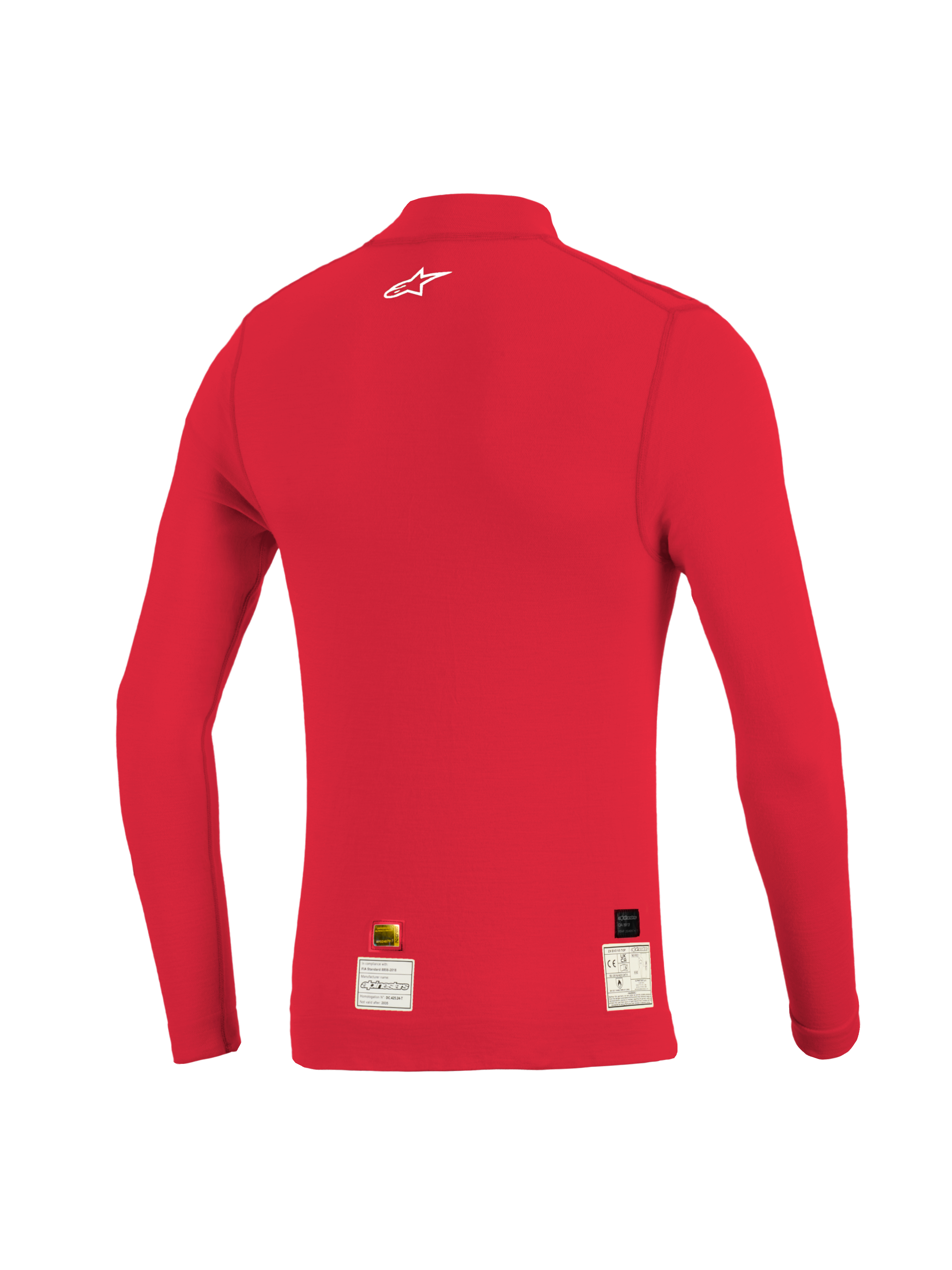 Alpinestars ZX Evo V3 Top, maglia sottotuta da corsa a maniche lunghe, rosso, vista posteriore, materiale leggero resistente alle fiamme con costruzione in rete jacquard per la traspirabilità