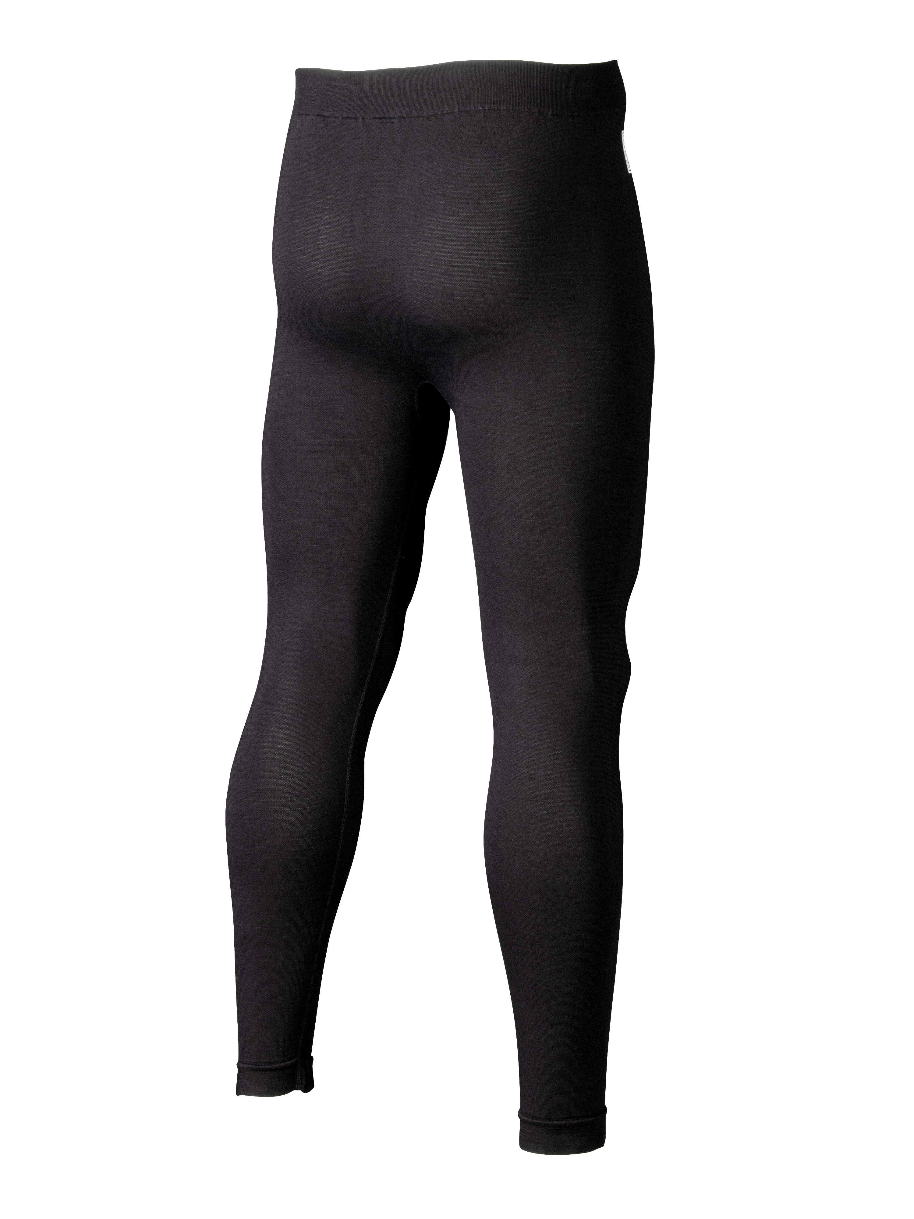 Alpinestars ZX Evo V3 Bottom, pantaloni intimo tecnico per auto racing, nero, vista posteriore a 3/4 che mostra leggings aderenti resistenti alle fiamme, costruzione in rete jacquard per traspirabilità nel motorsport