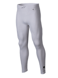 Alpinestars ZX Evo V3 Bottom, pantaloni intimi da corsa bianchi, leggings a compressione resistenti alle fiamme, con logo Alpinestars sulla cintura elastica ed etichette di certificazione, tessuto elastico leggero per prestazioni nel motorsport