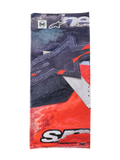 Alpinestars Buff Ignite Neck Tube, scaldacollo multifunzionale, nero e rosso brillante con dettagli bianchi, con grande grafica a stella, loghi Alpinestars e Buff, design sportivo per la guida in moto