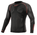 Alpinestars Ride Tech V2 Top Long Sleeve Summer, strato base da moto, nero e rosso, pannelli in rete traspirante mappati sul corpo, cuciture piatte rosse sulle spalle, loghi Alpinestars su petto e manica