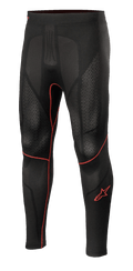 Alpinestars Ride Tech V2 Bottom Summer, pantaloni intimo tecnico moto, nero con dettagli rossi, pannelli in mesh testurizzato, logo a stella rosso sulla gamba, strato compressivo traspirante
