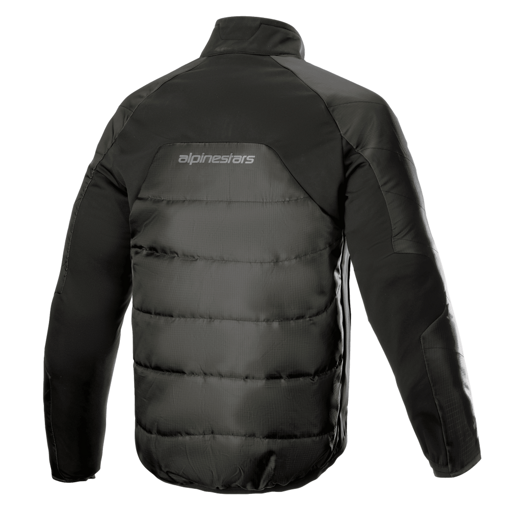 Alpinestars AMT Thermal Liner, giacca strato intermedio termico, nero, vista posteriore con costruzione in Ripstop 3L trapuntato, isolamento PrimaLoft e logo Alpinestars sulla parte superiore della schiena