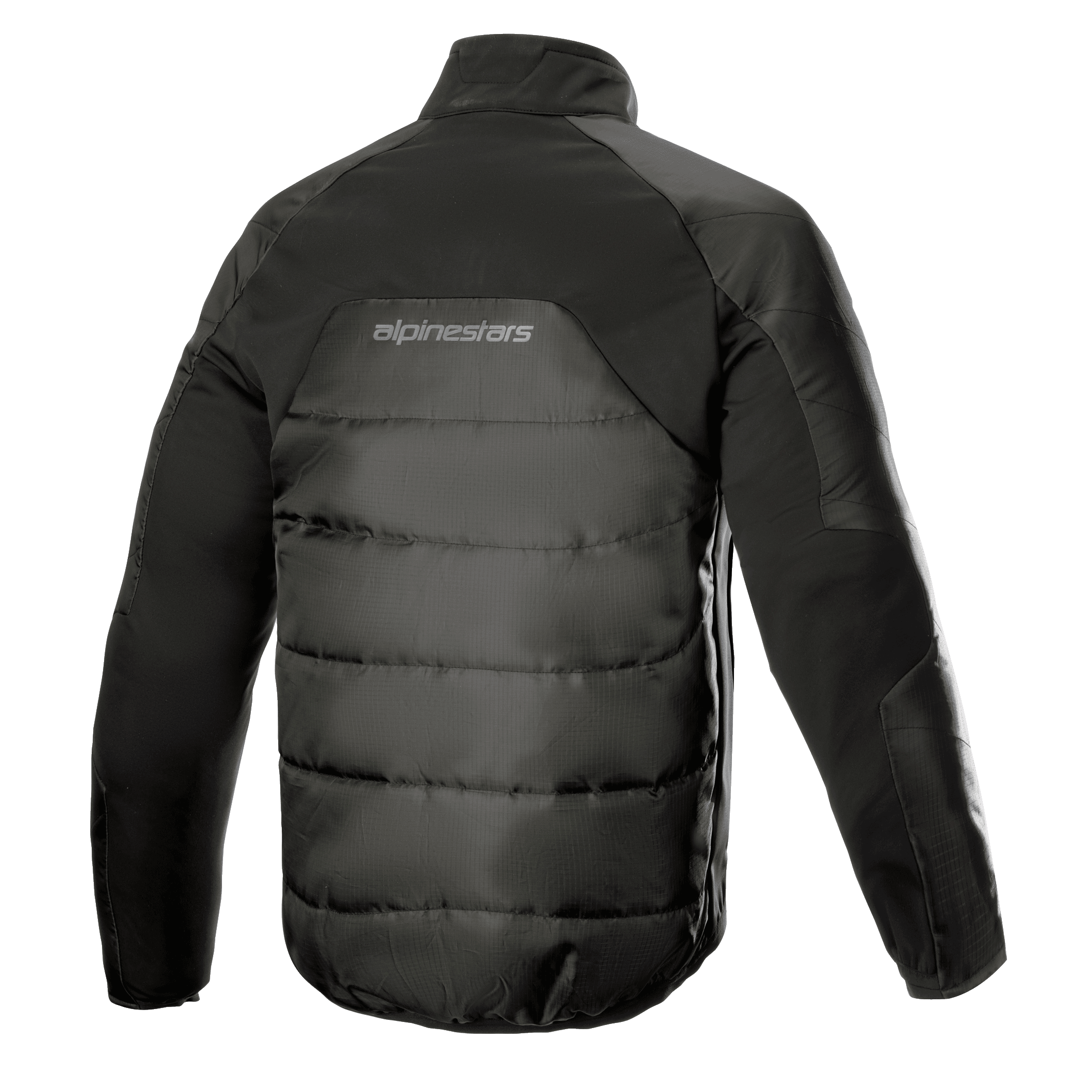 Alpinestars AMT Thermal Liner, giacca strato intermedio termico, nero, vista posteriore con costruzione in Ripstop 3L trapuntato, isolamento PrimaLoft e logo Alpinestars sulla parte superiore della schiena