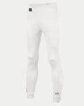 Alpinestars Race Bottom FIA, pantaloni intimo tecnico auto racing, bianco, con etichetta FIA nera sul fianco e logo sulla parte inferiore della gamba, tessuto ignifugo leggero e traspirante per motorsport professionale