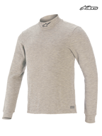 Alpinestars Top Intimo Tecnico Race V3, top intimo tecnico da uomo a maniche lunghe, grigio, certificato FIA 8856-2018 con struttura ignifuga Lenzing FR, vista frontale