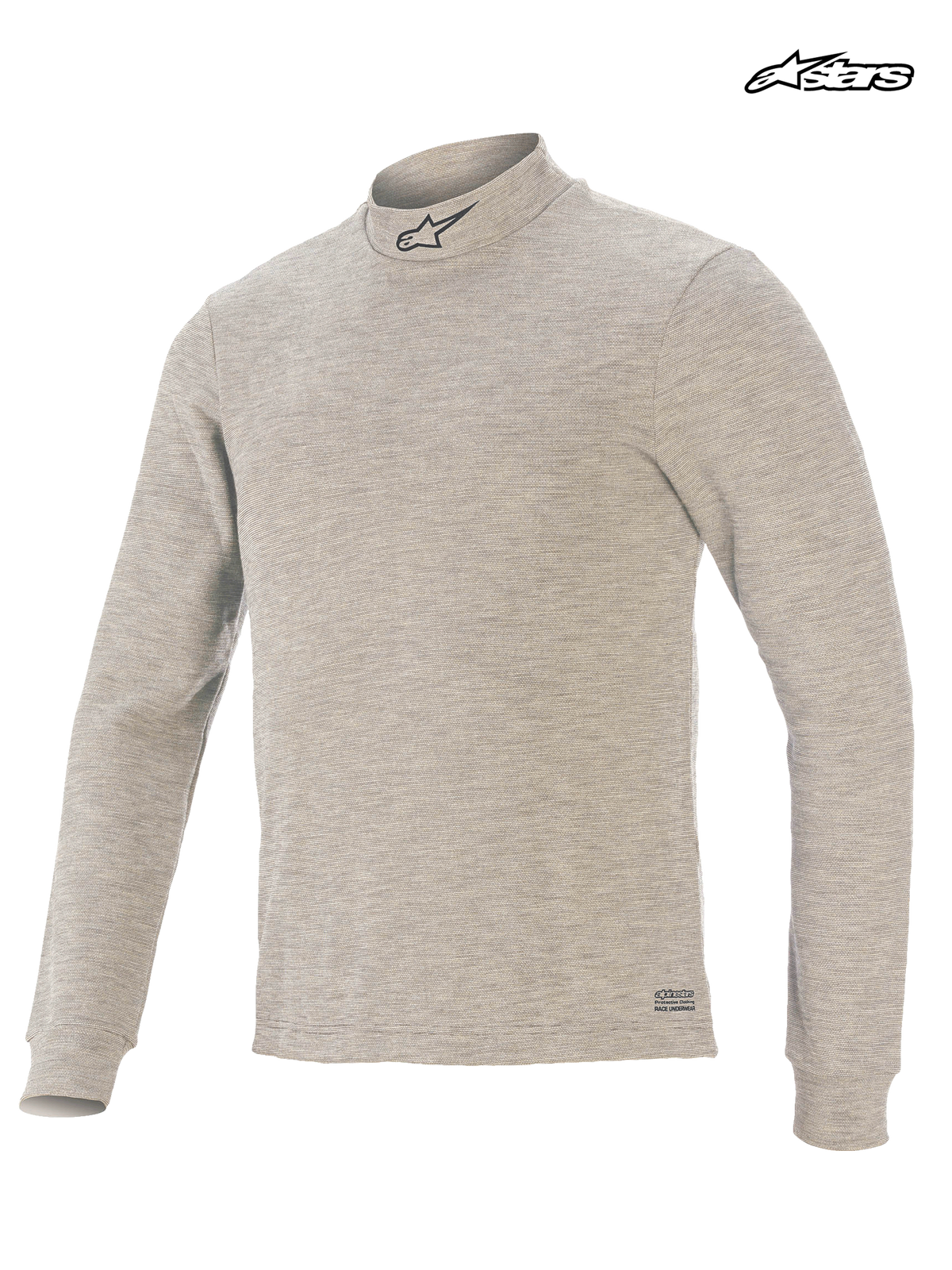 Alpinestars Top Intimo Tecnico Race V3, top intimo tecnico da uomo a maniche lunghe, grigio, certificato FIA 8856-2018 con struttura ignifuga Lenzing FR, vista frontale