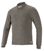 Alpinestars Race V3 Long Sleeve Top, strato base tecnico per motorsport, grigio Anthracite Melange, collo a lupetto con logo a stella bianco, maniche lunghe, tessuto ignifugo melange, sottotuta professionale per automobilismo