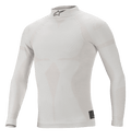 Alpinestars ZX Evo V2 Top a maniche lunghe, bianco grigio, sottotuta ignifugo per auto da corsa, colletto alto con logo Astars nero, costruzione senza cuciture con motivo jacquard, intimo tecnico leggero e aderente