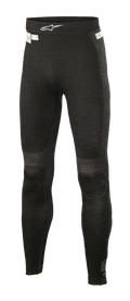 Alpinestars ZX Evo V2 Bottom, pantaloni sottotuta racing, nero e grigio, texture a coste con costruzione senza cuciture, logo Alpinestars bianco sulla cintura, abbigliamento ignifugo per auto e kart racing