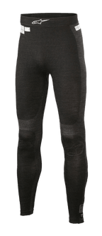 Alpinestars ZX Evo V2 Bottom, pantaloni sottotuta racing, nero e grigio, texture a coste con costruzione senza cuciture, logo Alpinestars bianco sulla cintura, abbigliamento ignifugo per auto e kart racing