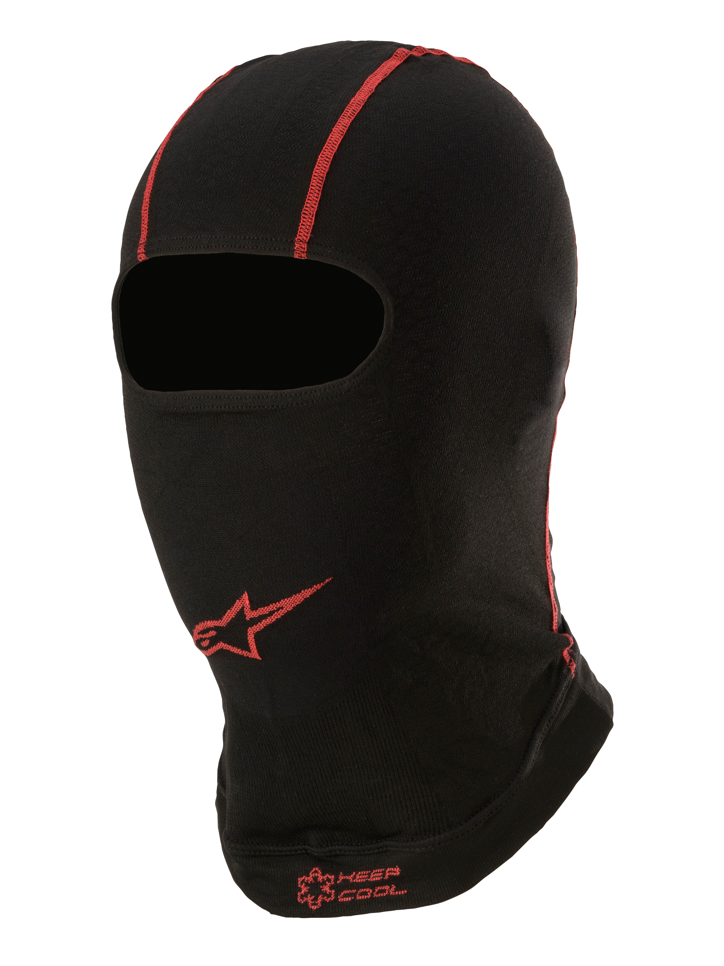 Sottocasco Alpinestars KX V2, strato base estivo, nero con cuciture rosse, logo a stella Alpinestars rosso e scritta "KEEP COOL", tessuto sottile e traspirante per kart e motorsport