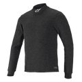 Alpinestars Race V3 Long Sleeve Top, base layer nero testurizzato, collo a lupetto con logo bianco, design aderente, abbigliamento ignifugo per sport motoristici