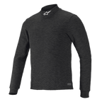 Alpinestars Race V3 Long Sleeve Top, base layer nero testurizzato, collo a lupetto con logo bianco, design aderente, abbigliamento ignifugo per sport motoristici