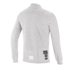 Alpinestars Race V3 Long Sleeve Top, sottotuta tecnico per automobilismo, bianco, vista posteriore con etichette di omologazione FIA 8856-2018, materiale morbido ignifugo per la protezione negli sport motoristici