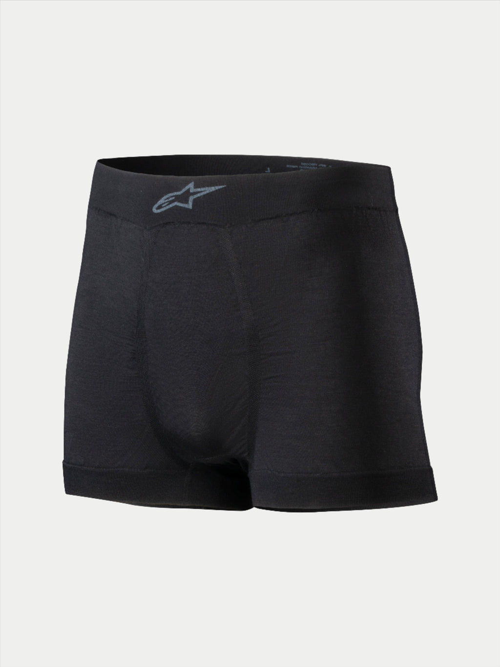 Boxer Alpinestars TECH ZX, biancheria intima base layer per auto racing, nero, con logo Alpinestars grigio sulla fascia in vita, tessuto leggero ignifugo, abbigliamento motorsport certificato FIA 8856-2018