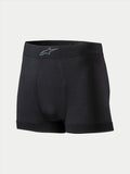 Boxer Alpinestars TECH ZX, biancheria intima base layer per auto racing, nero, con logo Alpinestars grigio sulla fascia in vita, tessuto leggero ignifugo, abbigliamento motorsport certificato FIA 8856-2018