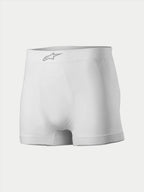 Alpinestars TECH ZX Boxer, biancheria intima per auto racing, bianco, con logo Alpinestars argento sulla fascia in vita anteriore, tessuto leggero resistente alla fiamma, strato di base per il motorsport