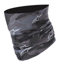 Alpinestars Tactical Neck Tube in Black Tar Gray, motivo mimetico digitale con loghi a stella bianchi, costruzione in microfibra senza cuciture, versatile scaldacollo da moto e protezione come strato base