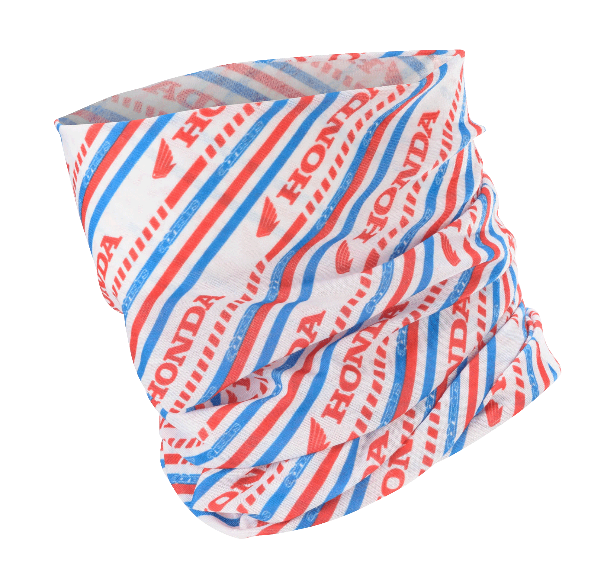 Alpinestars Honda Neck Tube, scaldacollo da moto, bianco, rosso e blu, con strisce diagonali e loghi Honda e Alpinestars, tessuto leggero e setoso per la guida in primavera ed estate