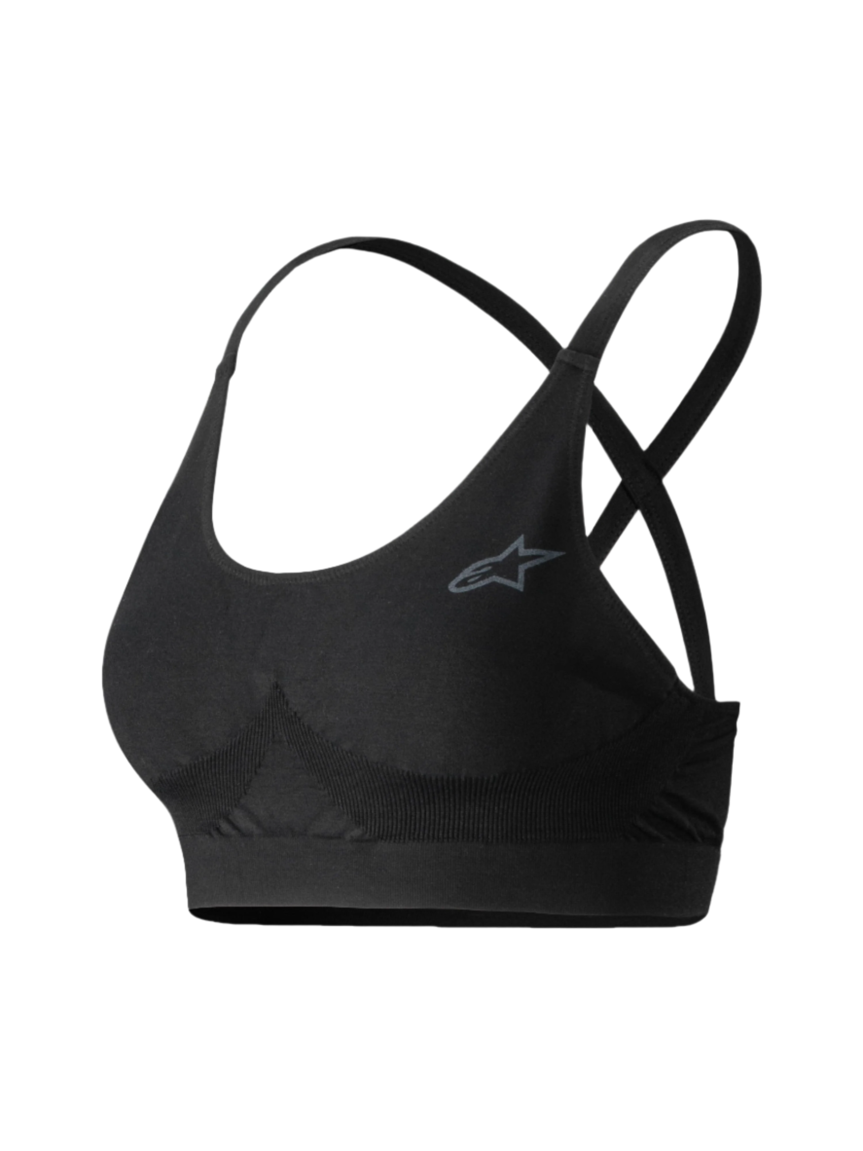 Alpinestars Stella TECH ZX Bra, top base layer per corse automobilistiche, nero, con spalline incrociate e logo grigio, biancheria intima da donna ignifuga per motorsport