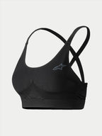 Alpinestars Stella TECH ZX Bra, intimo tecnico da donna per auto racing, nero, con logo Astars grigio sul petto, spalline incrociate sulla schiena e dettagli a costine senza cuciture, tessuto LENZING FR resistente alle fiamme per uso motorsport