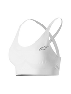 Alpinestars Stella TECH ZX Bra, intimo tecnico motorsport donna, bianco, con piccolo logo a stella grigio, tessuto leggero ignifugo LENZING™ FR, spalline sottili e fascia di supporto per prestazioni professionali nel racing automobilistico