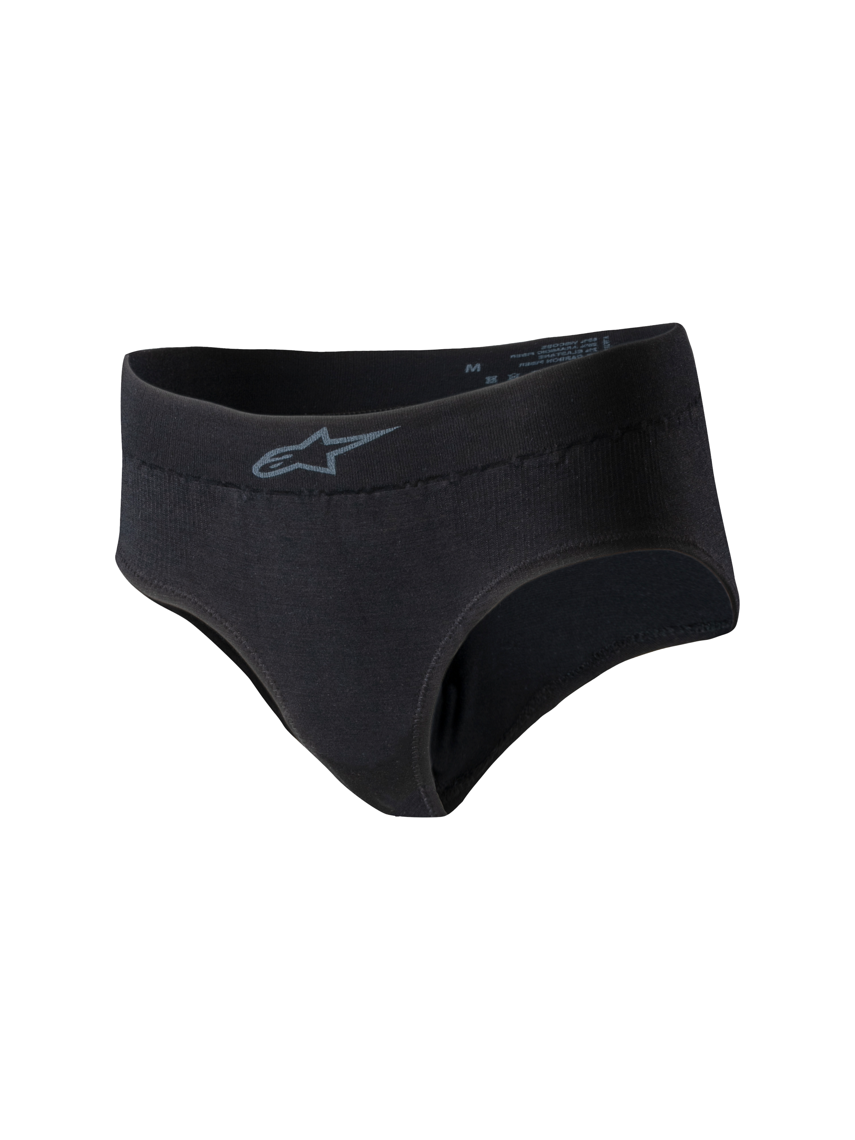 Alpinestars Stella TECH ZX Briefs, slip da corsa ignifughi da donna, nero con logo Alpinestars grigio sulla fascia in vita, base layer leggero e sottile per automobilismo, certificato FIA 8856-2018