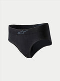 Alpinestars Stella TECH ZX Briefs, slip intimo racing da donna, nero con logo grigio sulla vita, strato di base leggero e resistente alle fiamme, certificato FIA 8856-2018, progettato per il racing automobilistico.