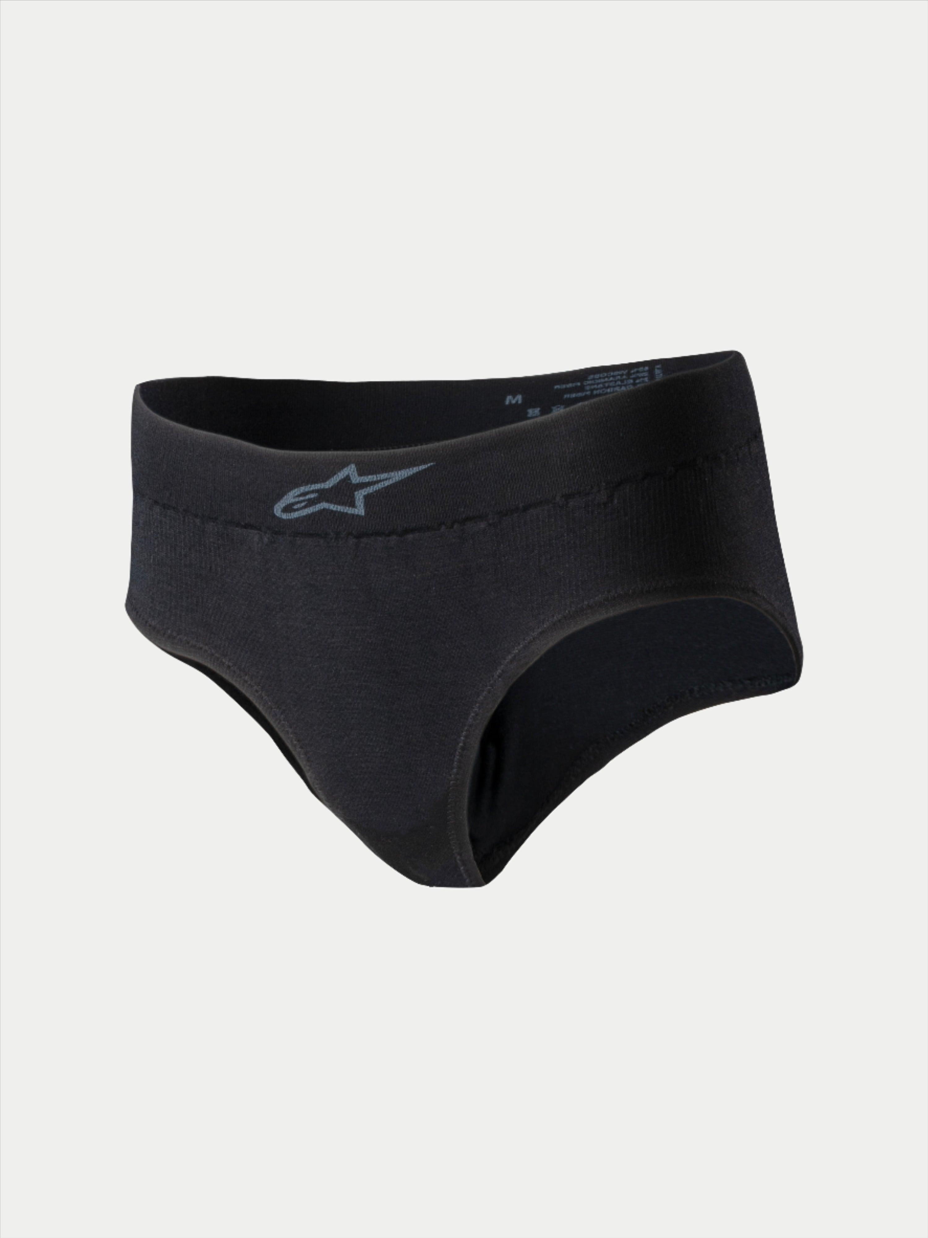 Alpinestars Stella TECH ZX Briefs, slip intimo racing da donna, nero con logo grigio sulla vita, strato di base leggero e resistente alle fiamme, certificato FIA 8856-2018, progettato per il racing automobilistico.
