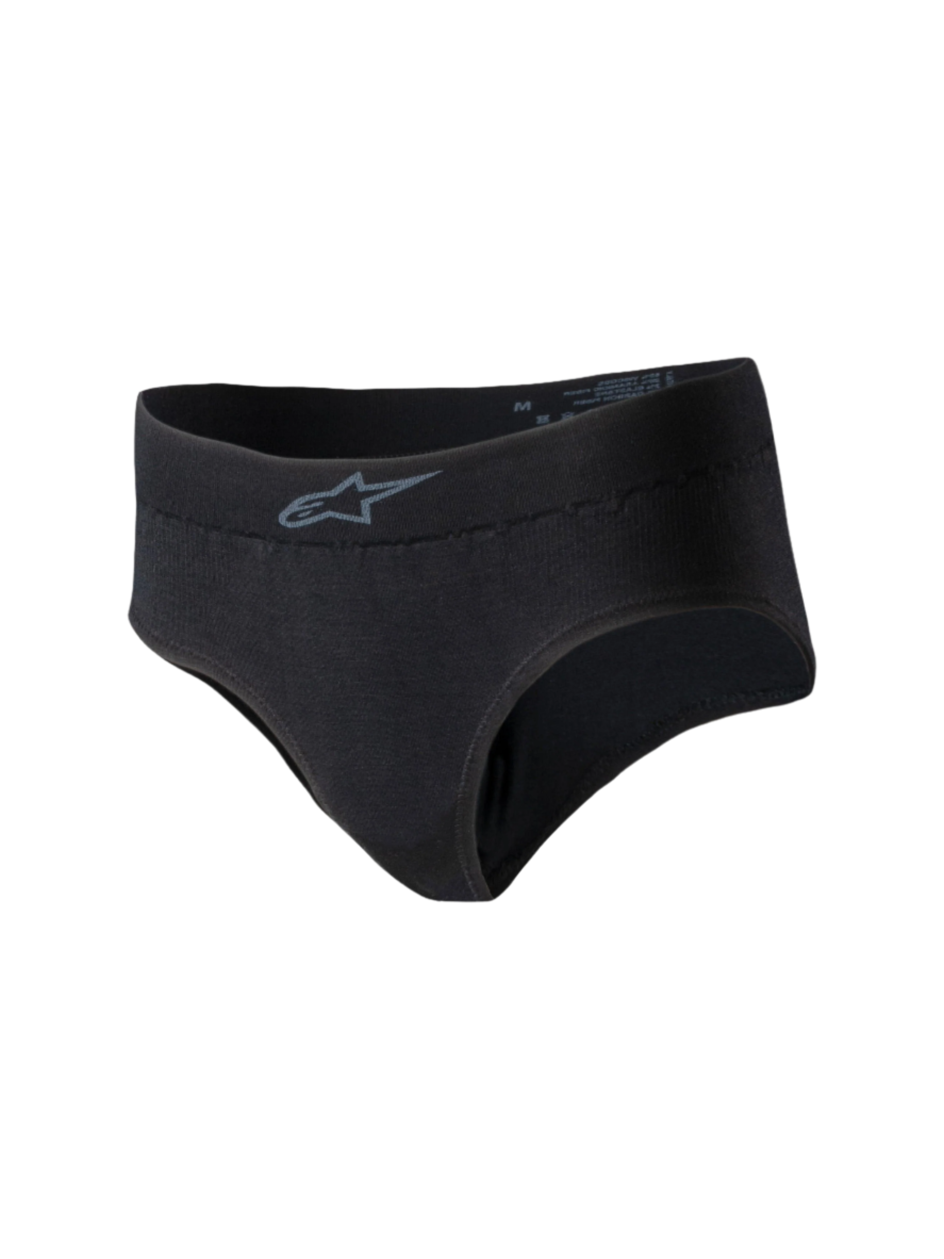 Alpinestars Stella TECH ZX Briefs, slip racing da donna, nero, con piccolo logo Alpinestars grigio sulla fascia in vita, materiale in maglia leggero e resistente alle fiamme, base layer certificato FIA 8856-2018